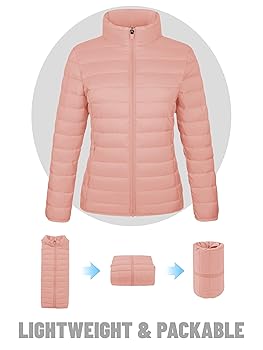 TACVASEN Women's Quilted Puffer Jacket Stand Collar 4